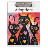Porte-bloc Cute Cat Love Red Hearts Clipboard  (Devant)