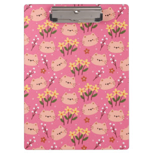 Porte-bloc Cute Chat et Fleurs