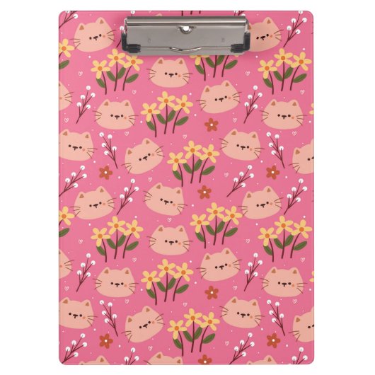 Porte-bloc Cute Chat et Fleurs (Devant)