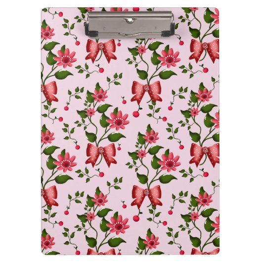 Porte-bloc Cute Cherry Bow floral Pattern  (Devant)