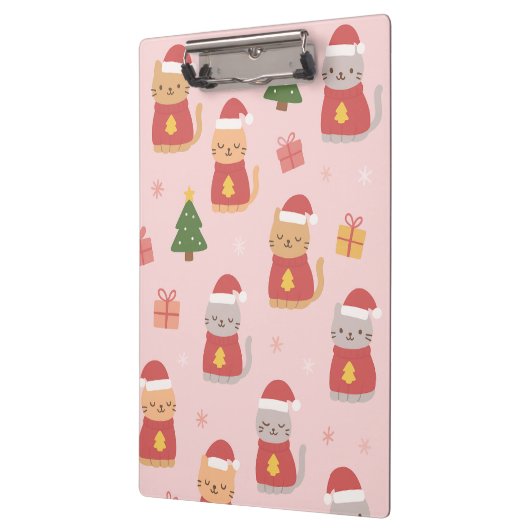 Porte-bloc Cute Christmas Cats Pattern – Pink Holiday Design (Gauche)