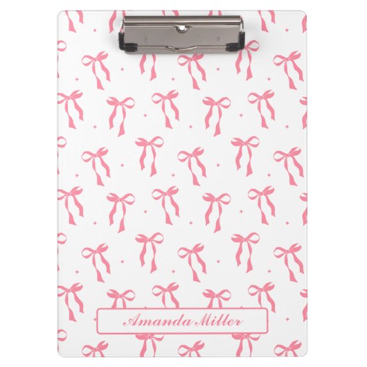 Porte-bloc Cute Girly Coquette  Aesthetic Pink Bow Monogram (Devant)