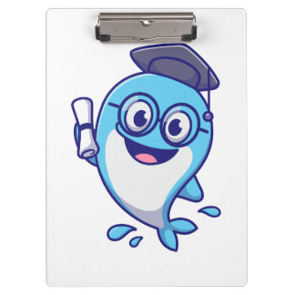 Porte-bloc Cute Graduate Whale with Graduation Cap and Diplom