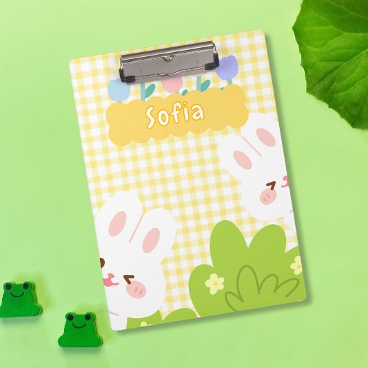 Porte-bloc Cute Kawaii Bunny Fleurs de Printemps Pastel
