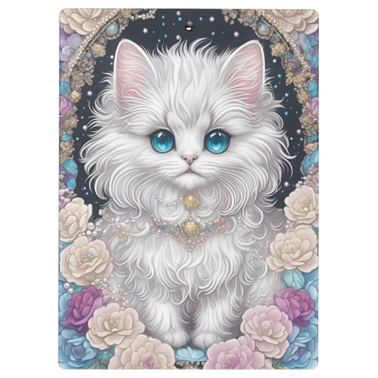 Porte-bloc Cute Kitten avec Fleurs (Dos)