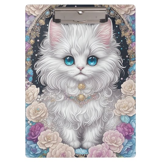Porte-bloc Cute Kitten avec Fleurs (Devant)