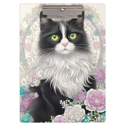 Porte-bloc Cute Kitten avec Fleurs (Devant)