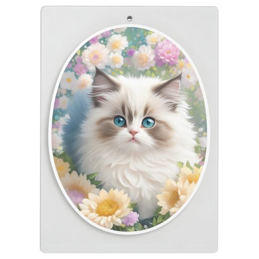 Porte-bloc Cute Kitten avec Fleurs (Dos)