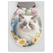 Porte-bloc Cute Kitten avec Fleurs (Devant)