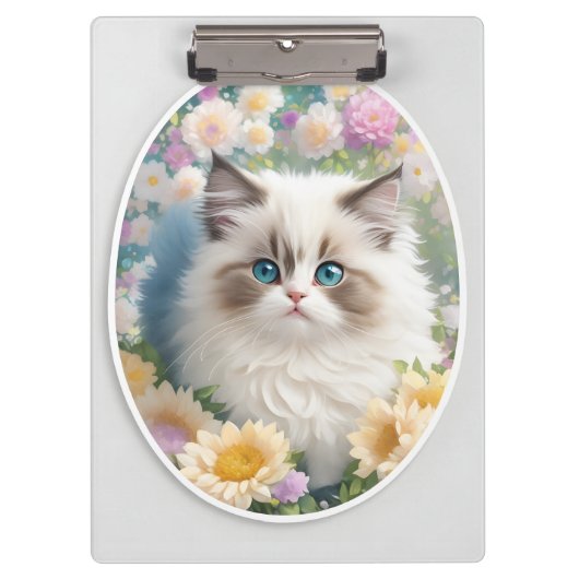 Porte-bloc Cute Kitten avec Fleurs (Devant)