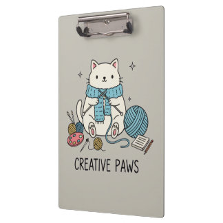 Porte-bloc Cute Kitten Knitting Hobbyist Gray Stationery Art