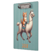 Porte-bloc Cute Kitten Riding Fluffy Llama Nom personnalisé (Gauche)