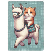 Porte-bloc Cute Kitten Riding Fluffy Llama Nom personnalisé (Dos)
