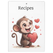 Porte-bloc Cute Monkey Love Red Hearts Clipboard  (Dos)