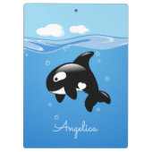 Porte-bloc Cute Orca Whale en Océan avec nom personnalisé (Dos)