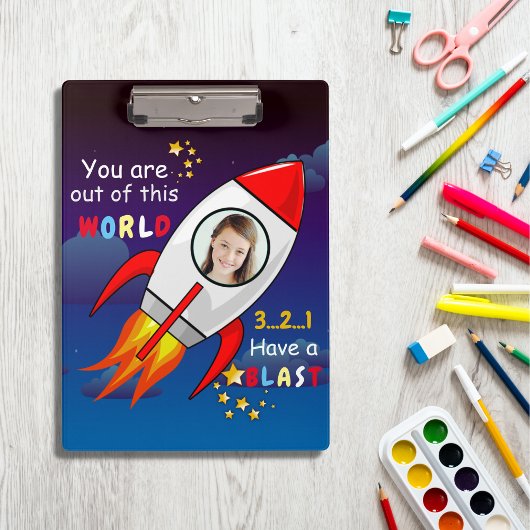 Porte-bloc Cute Outer Space Rocket Ship Blast Off Birthday