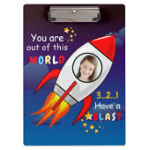Porte-bloc Cute Outer Space Rocket Ship Blast Off Birthday (Devant)