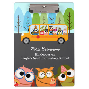 Porte-bloc Cute Owls School Bus Professeur personnalisé