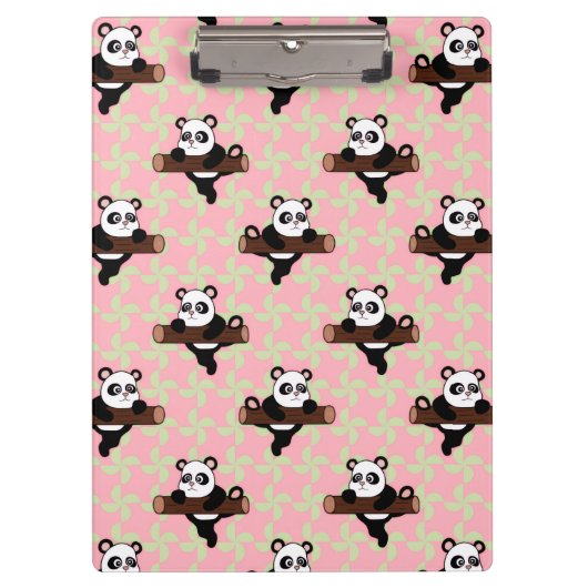 Porte-bloc Cute Panda Pattern on Pink – Kawaii Seamless (Devant)
