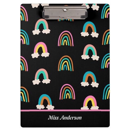 Porte-bloc Cute Rainbow Patten personnalisable enseignant (Devant)