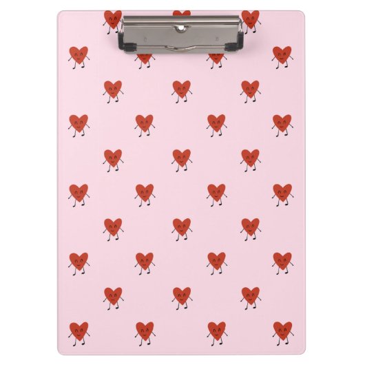Porte-bloc Cute Red Hearts Seamless Love Pattern on Pink (Devant)