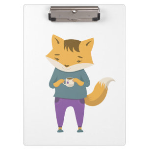 Porte-bloc Cute renard avec tasse de thé