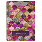 Porte-bloc Cute rose rose or sirène échelles girly (Devant)