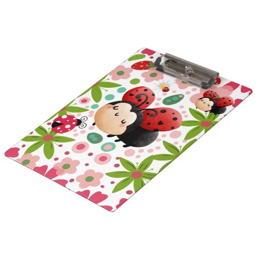 Porte-bloc Cute Strawberry Ladybug Clipboard (Incliné)