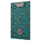 Porte-bloc Cute Teal Floral Pattern Monogram (Gauche)