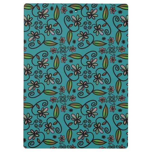 Porte-bloc Cute Teal Floral Pattern Monogram (Dos)