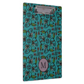 Porte-bloc Cute Teal Floral Pattern Monogram (Swatch)