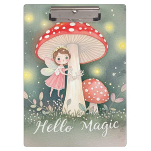 Porte-bloc Cute Tiny fairy perché sur le dessus de champignon