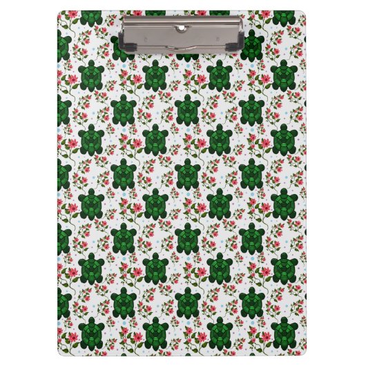 Porte-bloc Cute Turtle and Floral Seamless Pattern  (Devant)