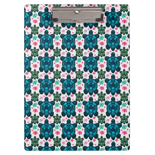 Porte-bloc Cute Turtle and Floral Seamless Pattern  Notebook (Devant)