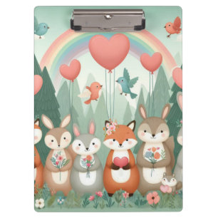 Porte-bloc Cute Woodland Creature arc-en-ciel valentine's