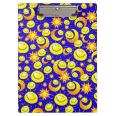 Porte-bloc Cute Yellow Happy Faces & Stars Moon Clipboard  (Devant)