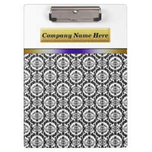 Porte-bloc Damassés noires sur le blanc