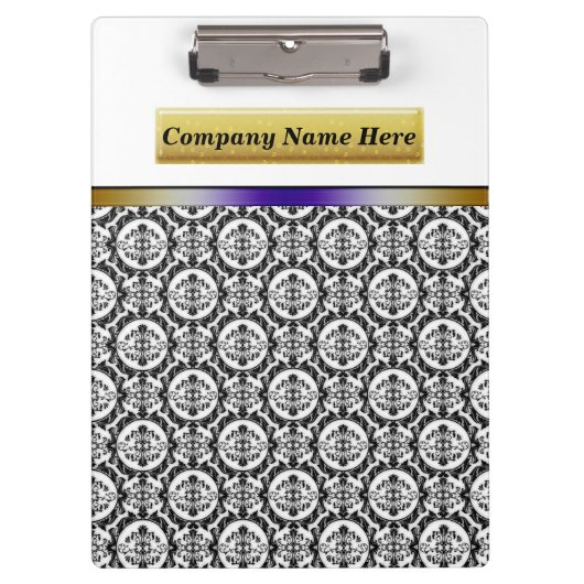 Porte-bloc Damassés noires sur le blanc (Devant)