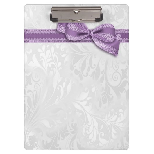 Porte-bloc Damier blanc et nœud faux violet (Devant)