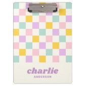 Porte-bloc damier rose jaune violet bleu (Devant)