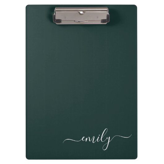Porte-bloc Dark Green Modern Script Nom du monogramme (Devant)