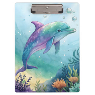 Porte-bloc Dauphin peint à l'aquarelle