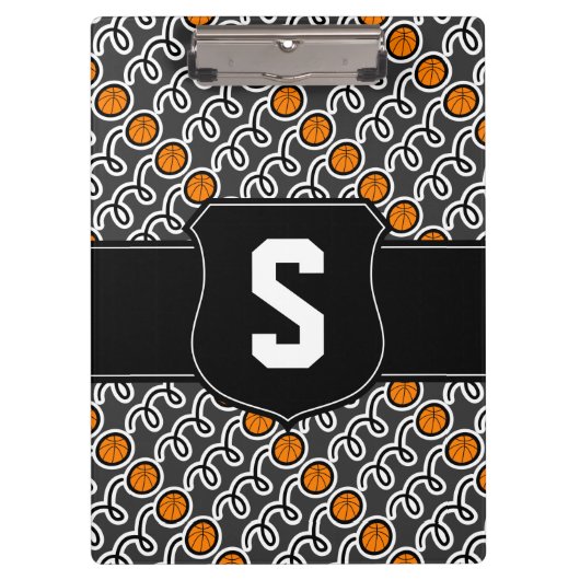 Porte-bloc de l'entraîneur de basket | Monogramme (Devant)