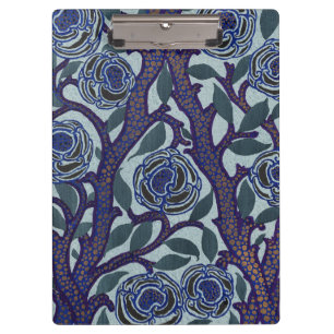 Porte-bloc Décor floral Art déco rose en bleu royal et or