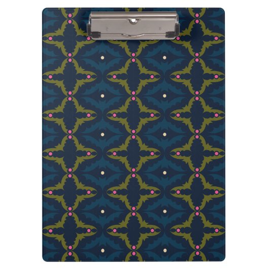 Porte-bloc Deep Blue Retro Vintage Pattern  (Devant)