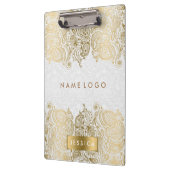 Porte-bloc Dentelle Paisley Or Avec Arrière - plan Blanc (Gauche)