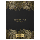 Porte-bloc Dentelle Paisley Or Avec Arrière - plan Noir (Dos)