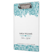 Porte-bloc Dentelle Vintage Paisley bleu turquoise (Gauche)