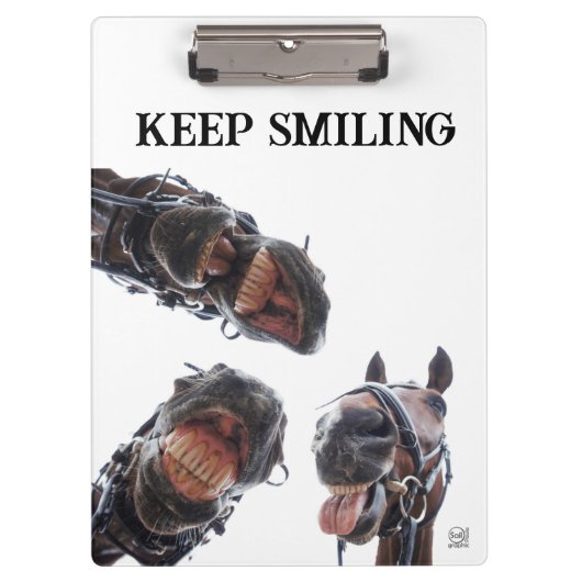 Porte-bloc Des chevaux dans la bouche. 3 chevaux souriant, hu (Devant)