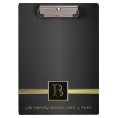 Porte-bloc Design de monogramme noir et or (Devant)